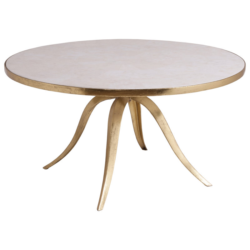 Gold and Beige Round Outdoor Cocktail Table
