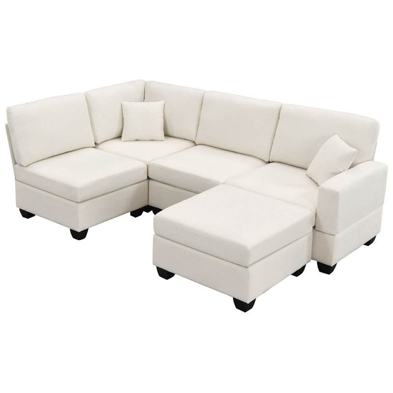 Canapé modulaire Keionte, 100 % lin beige