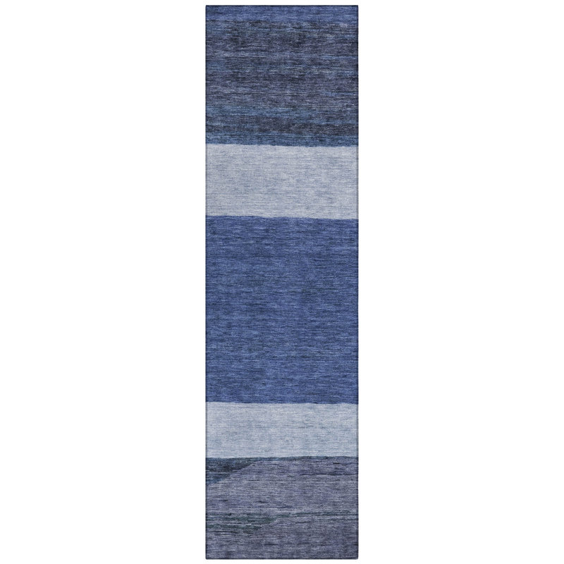 Chantissa Blue Washable Indoor-Outdoor Rug - LOOMLAN, 2'3" x 7'6"