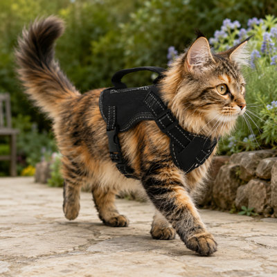 Lightweight Tactical Vest Cat Harness with Top Handle and Leash Attachment
