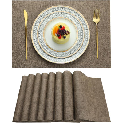 Placemats Set Of 8 Washable Heat Resistant Place Mats PVC Woven Dining Table Mat 8Pcs
