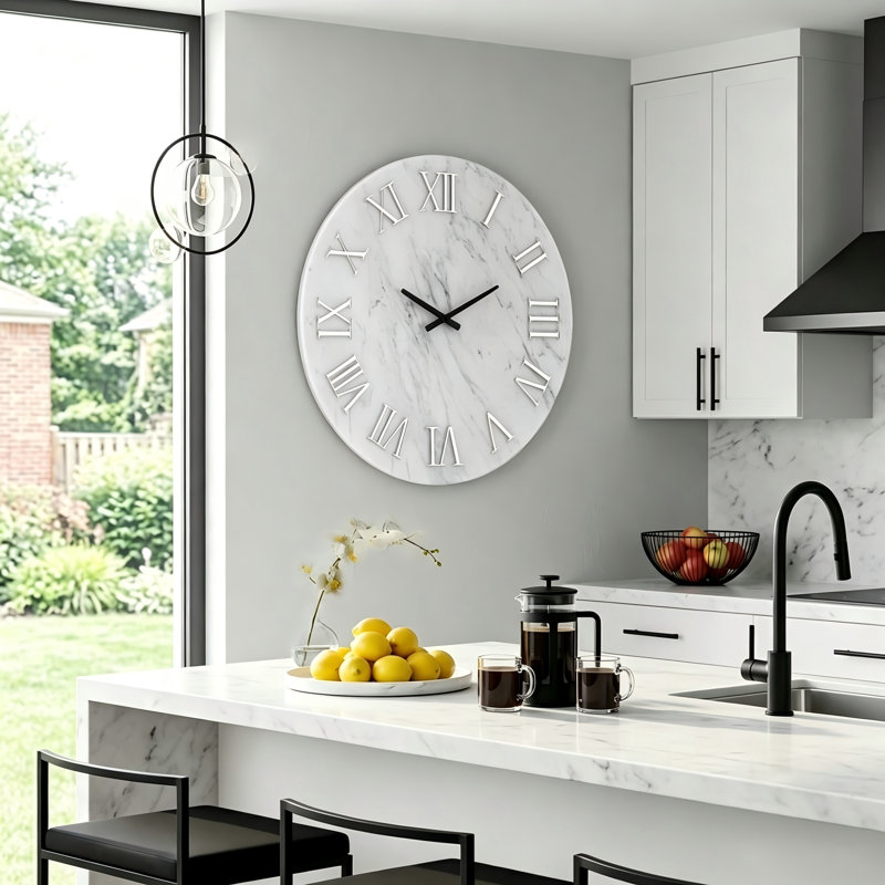 Horloge murale 23,6 po Aeliana Hecker, Blanc