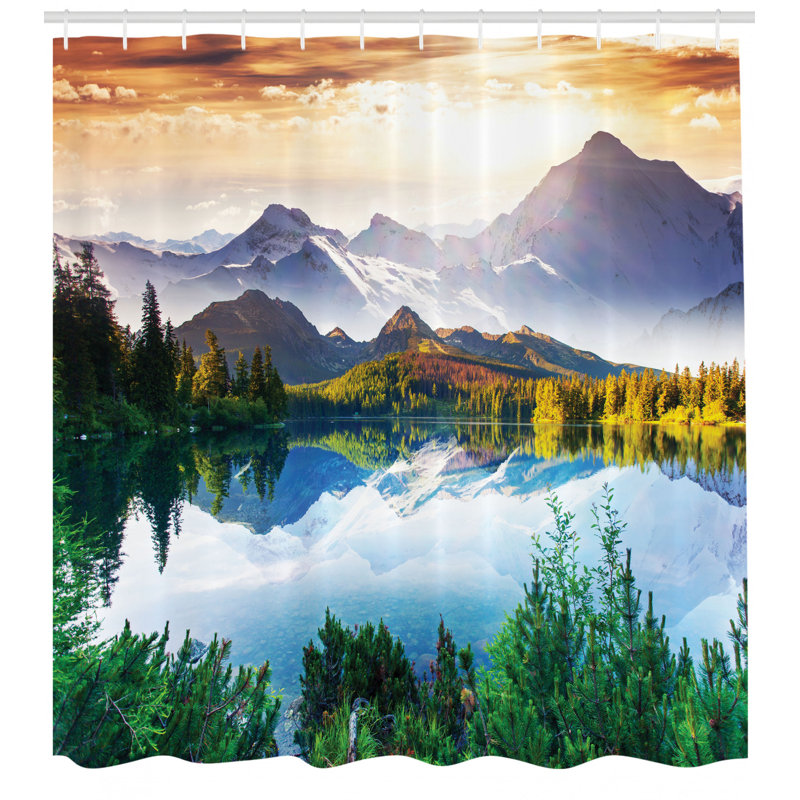 Ensemble de rideau de douche et crochets Nature, H 70 po x l 69 po