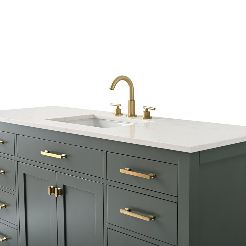 Trevor 60" W Single Vanity, Vintage Green/Brushed Gold
