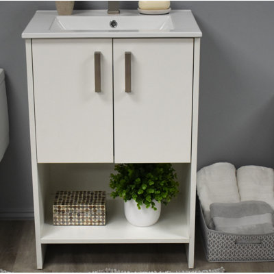 24'' Single Bathroom Vanity with Ceramic Top