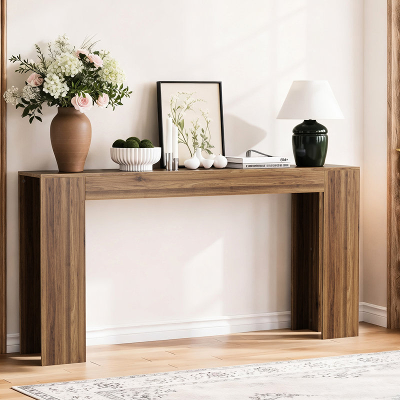 Table de 64,12 po en noyer derrière, idéale pour les espaces étroits dans le salon ou la chambre à coucher, vestibule à finition rustique avec entrée esthétique, entrée de chambre à coucher décorative, assemblage facile