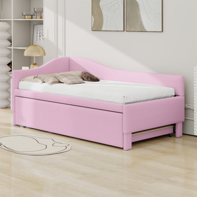 Upholstered L-Shaped Daybed With Pop Up Trundle