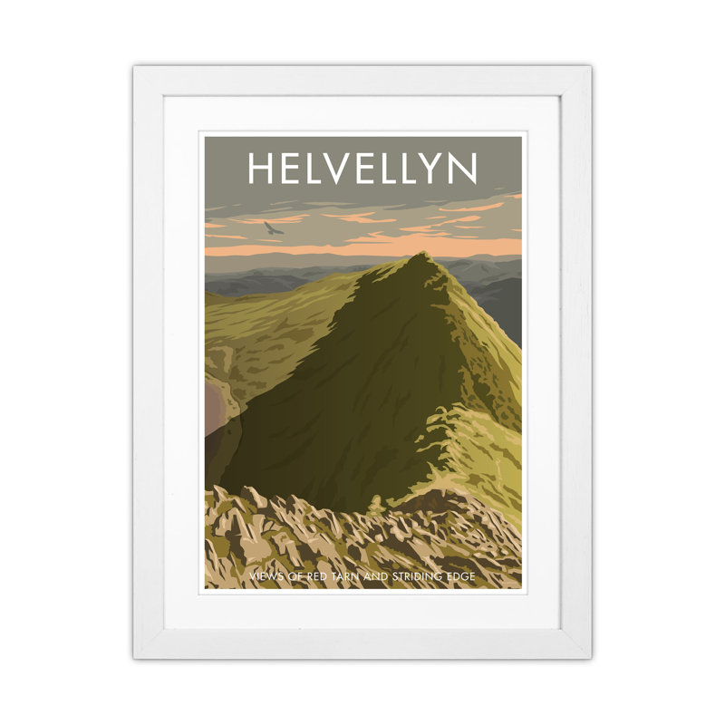 The Lakes Helvellyn by Stephen Millership - Print on Canvas, White Framed Canvas, 63cm H x 46cm W x 3cm D