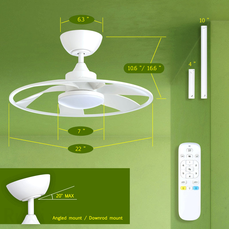 Light Pro 22 po Ventilateur de plafond à DEL blanc mat avec moteur à courant continu, Blanc