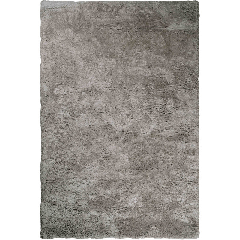 Handloom Cashmere Blend High Pile Area Rug in Silver, Rectangle 10' x 14'