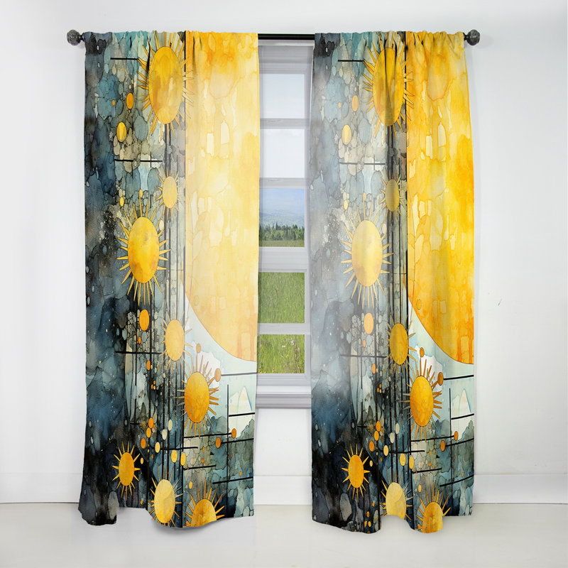 Eldrich - Collages Abstract Room Darkening Curtain - 1 Panels, 52" W x 108" L