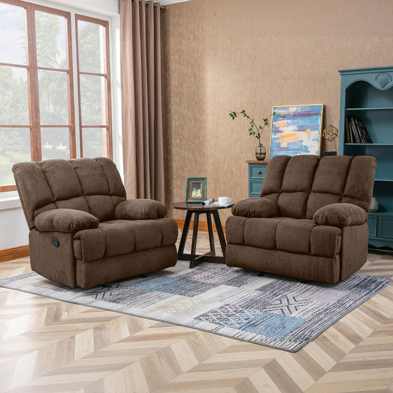 Brisen 44.5'' Wide Upholstered Recliner, Brown Polyester, 41.33" H x 44.48" W x 29.92" D