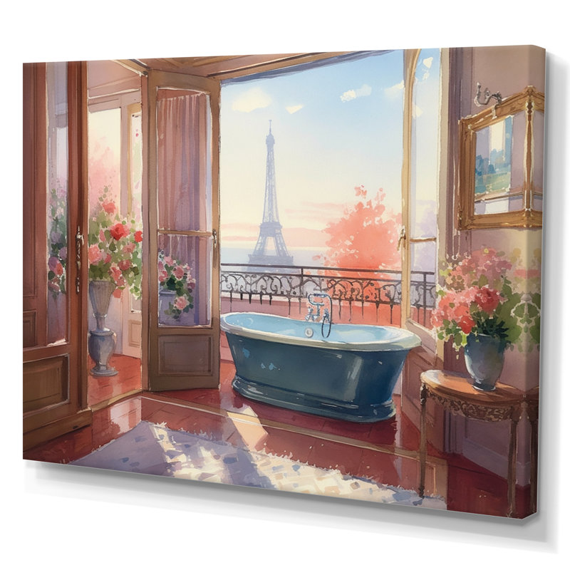 «Ulku Bathaign Bliss With A View of The Eiffel Tower I», reproduction sur toile, H 12 po x l 20 po x P 1 po