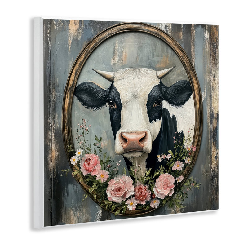 Plaque murale classique avec guirlande de vaches et de roses, design par Petal Prints Design