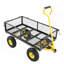 Chariot utilitaire de jardin robuste pour le transport du bois de chauffage, camion de cour en treillis d'acier, jaune et noir