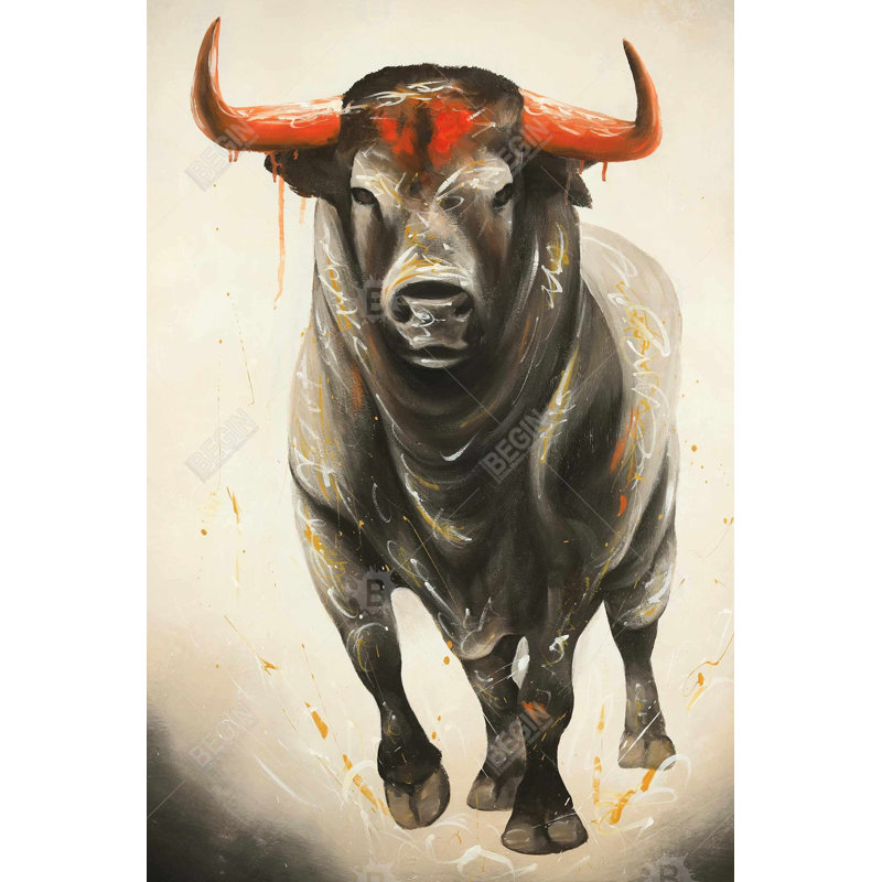 " Fierce Bull ", 36" H x 24" W