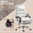 Cream White Chair With Reclining Feature, Footrest, Double Padding, Swivel Wheels, Has Heating And Massage Functions Office White, Features