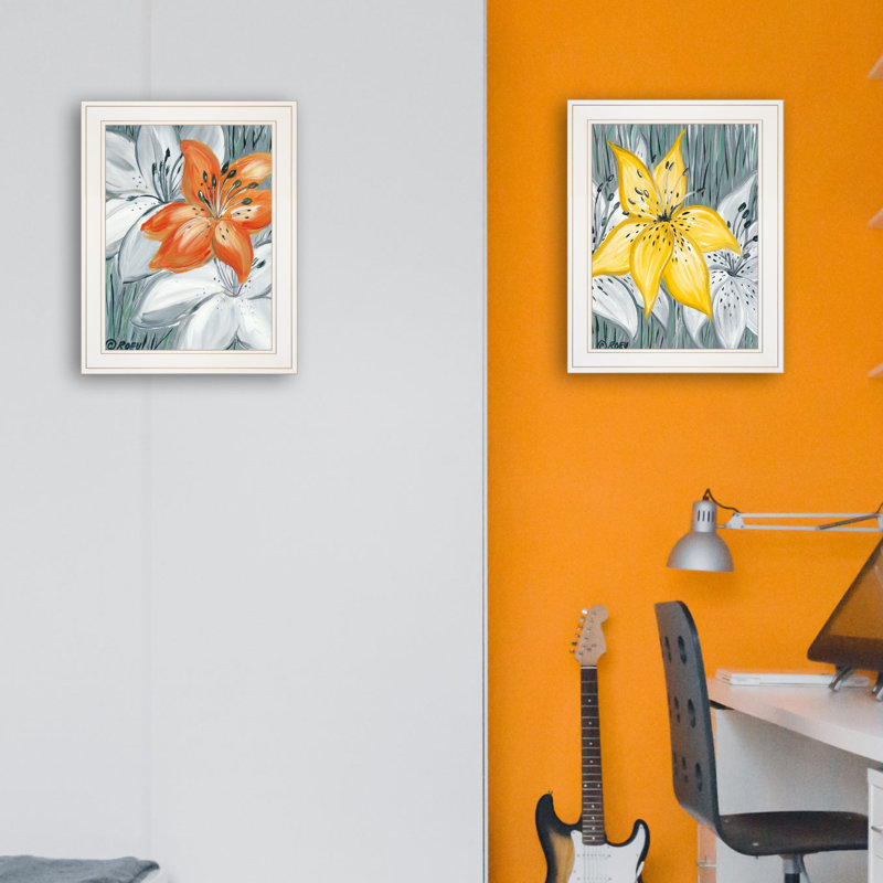 Décoration murale encadrée vignette 2 pièces Tiger Lilies pour le salon et la maison par Roey Ebert
