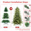 Arbre de Noël vert en PVC + PE avec lumières Ul blanc chaud - pointes, branches articulées, aiguilles réalistes, support en métal robuste, assemblage facile-699820007