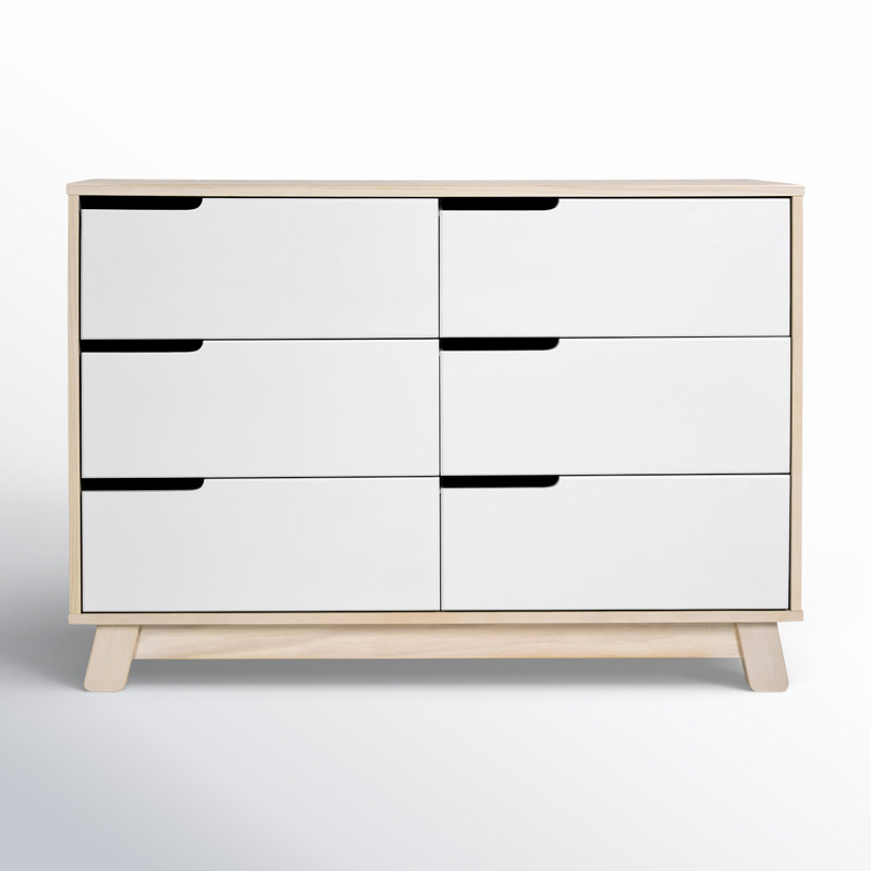 Hudson 6 Drawer 48" W Double Dresser, Washed Natural/White