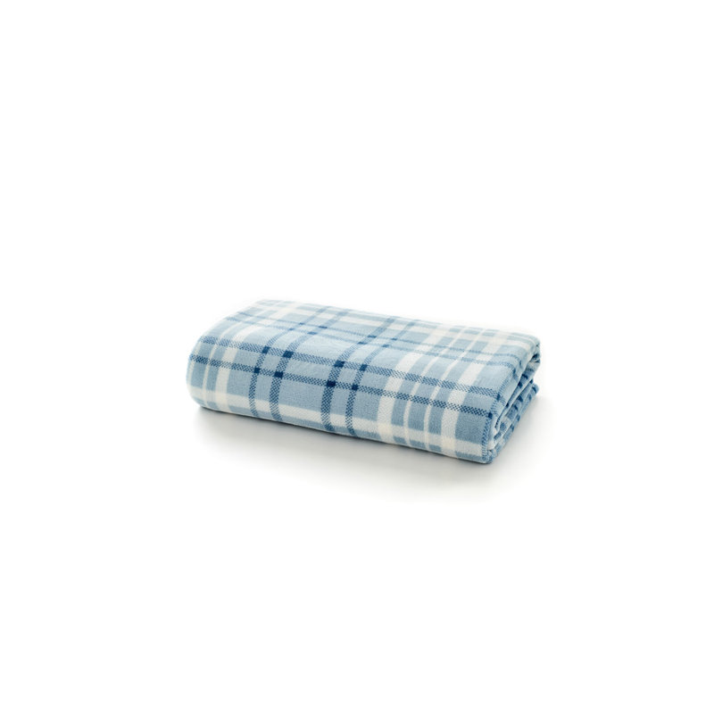 Deyongs 1846 Snuggle Soft Check Fleece Throw, Blue