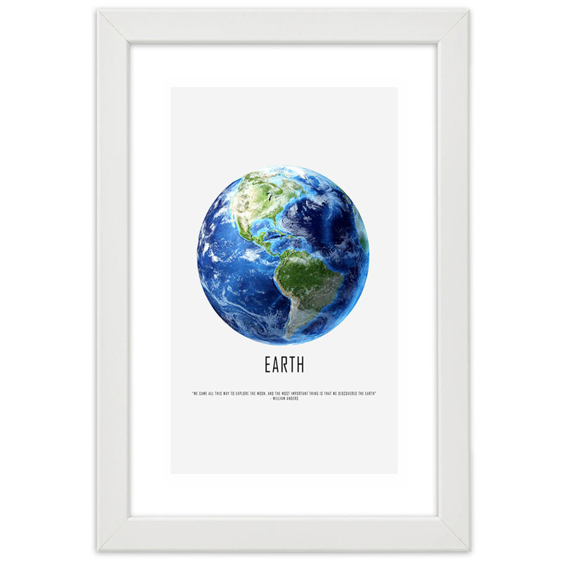 Earth Planet Cosmos - Single Picture Frame Print, White, 90cm H x 60cm W