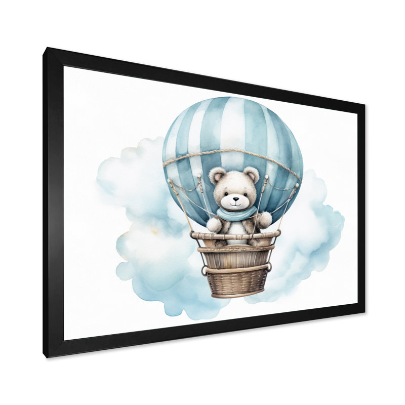 «Nursery Bear Cub Children Dreams I», reproduction sur toile, H 30 po x l 40 po x P 1,5 po, Cadre photo noir