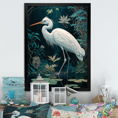" White Stork Standing In A Forest Pond I "