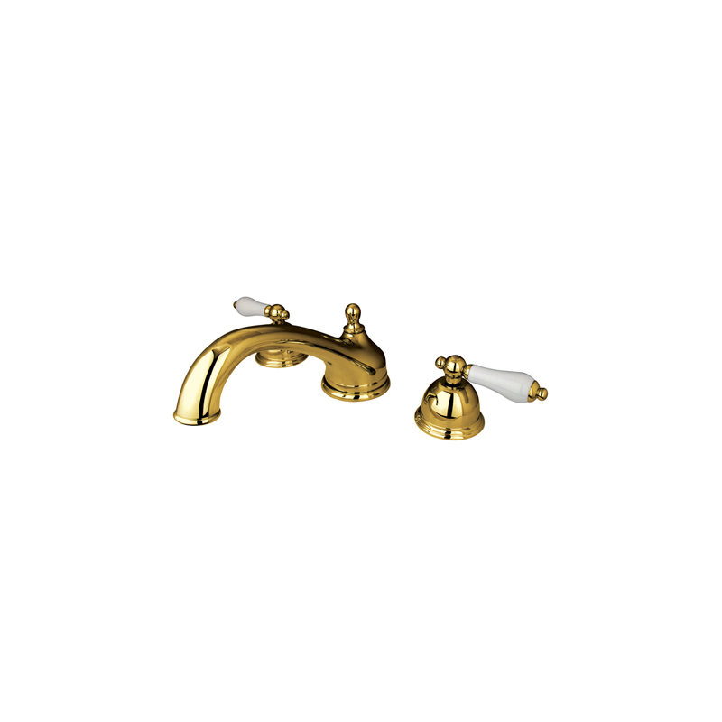 Kingston Brass Vintage Two-Handle 3-Hole Deck Mount Roman Tub Faucet, Polished Brass