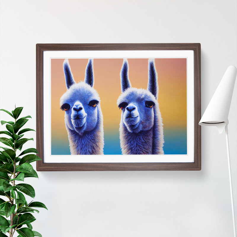 A Miraculous Llamas - Framed Print, 25cm H x 34cm W x 2cm D, Walnut Framed