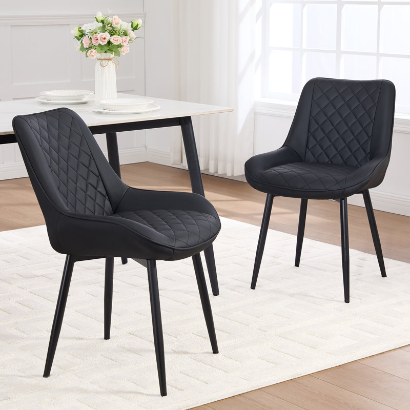 Chaise rembourrée en similicuir, Noir