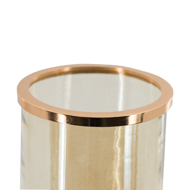 Vase décoratif Kylie avec base en marbre blanc, aluminium, verre doré 16 pouces, H 15,7 po x l 4,9 po x P 4,9 po