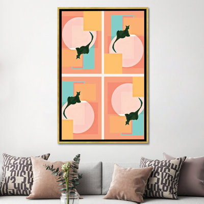 «Tangerine Geometric Jaguar», reproduction d'art sur toile encadrée
