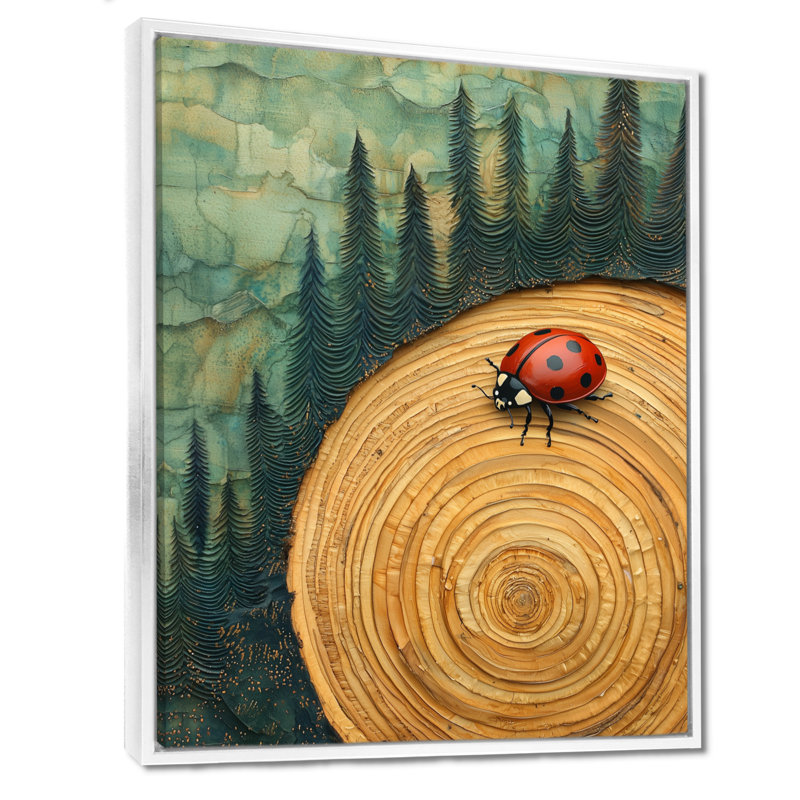 Damis, coccinelle à la forêt, diapositive III - coccinelle, art mural, H 20 po x l 12 po, Impression encadrée flottante