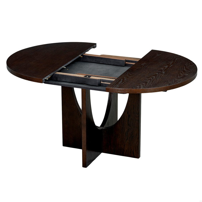 Krutz Modern 5-Piece Extendable Round Dining Table Set with 16.2inch Removable Leaf, Espresso