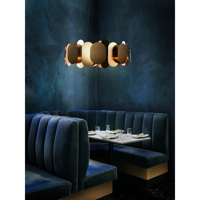 Panel Dimmable LED Geometric Chandelier, Bronze