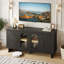 Mid-Century Modern TV Stand with Storage, TV Console Table with Glass Doors for Living Room-1413944438