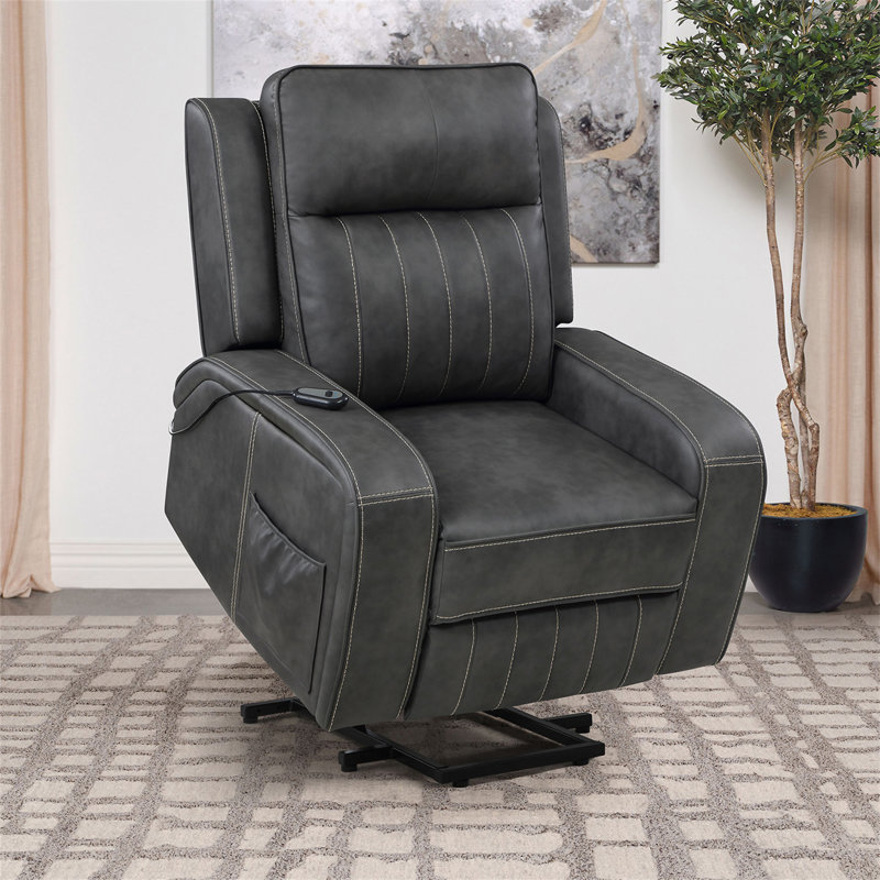Mckinley Grey Upholstered Power Lift Recliner Chair