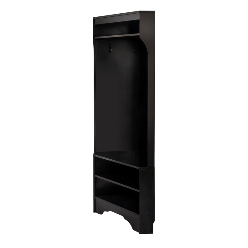 Minimalist Corner Hall Tree With Shoe Bench, Versatile Entryway Coat Rack With 4 Hooks, Corner Cabinet With Adjustable Shelf For Hallway