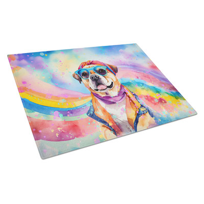 Pug Hippie Dawg Glass Cutting Board Large