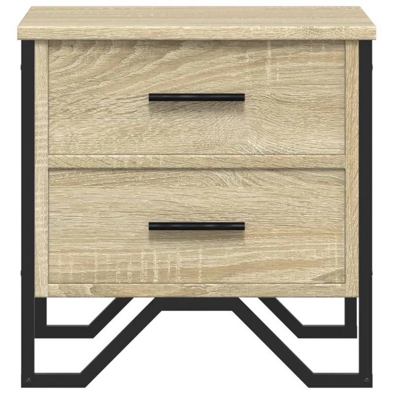 Aimilios 40cm W Metal Bedside Table, Sonoma Oak