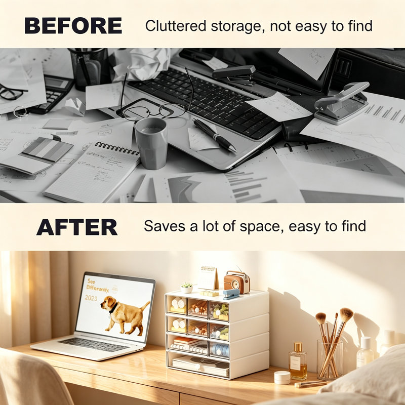 4‑Tier 9‑Drawer Plastic Desk Organizer