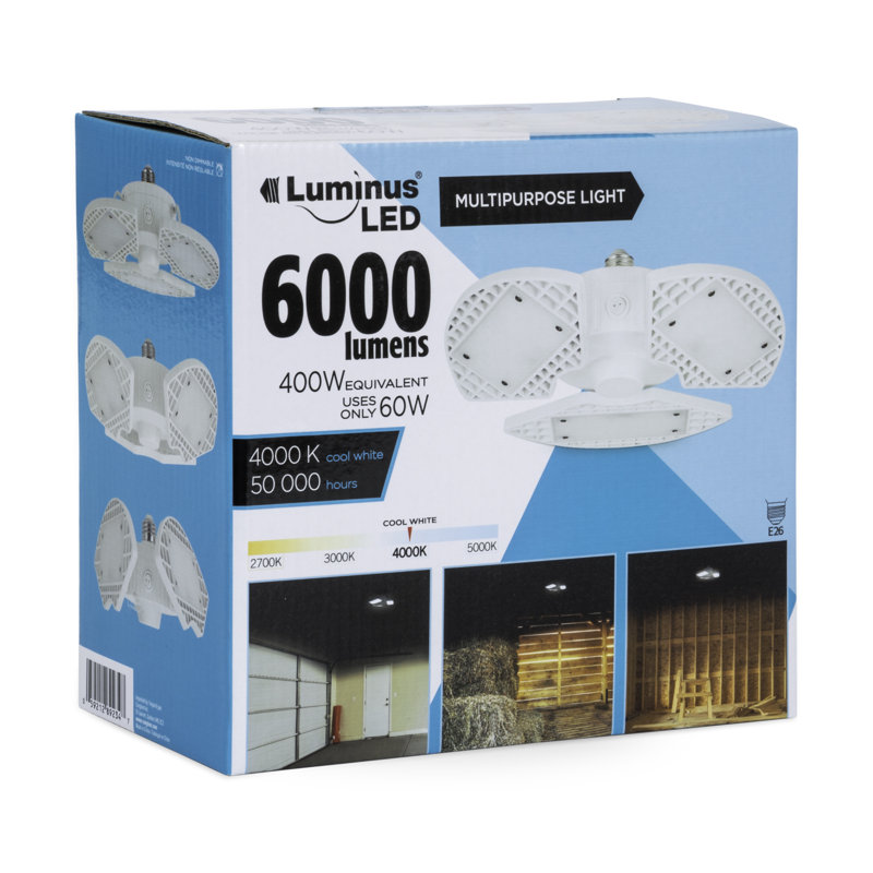 Luminus 400 Watt Eq. Integrated LED Triple Head Multipurpose Flood Light 4000K Cool White