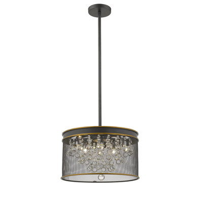 Luminaire suspendu tambour en cristal 6 lumières Modern