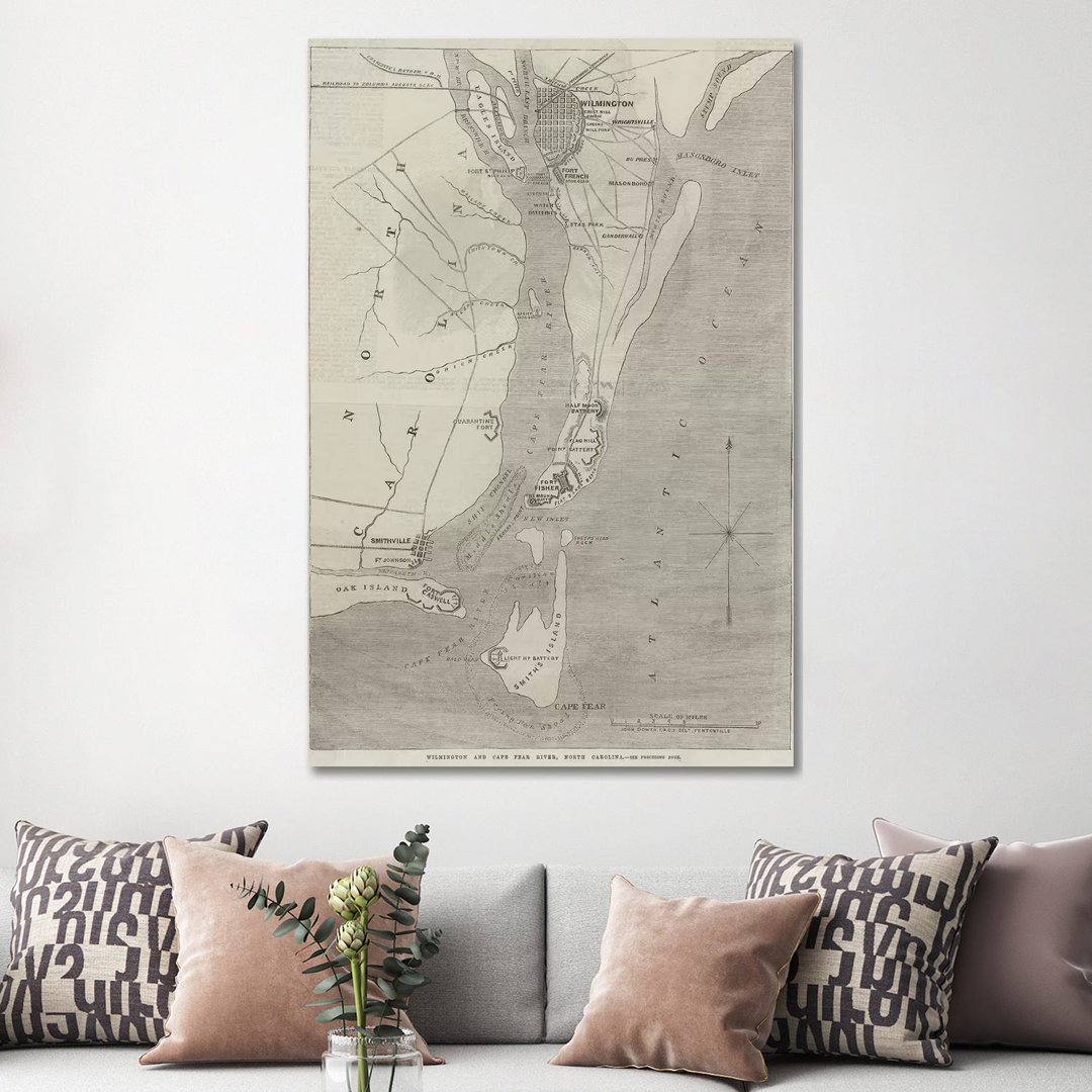 Wilmington And Cape Fear River, North Carolina by John Dower - Wrapped Canvas Print