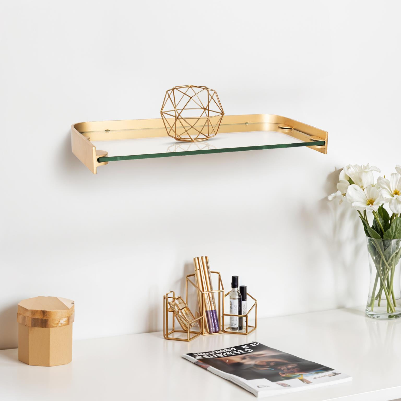 16" Glass Accent Shelf