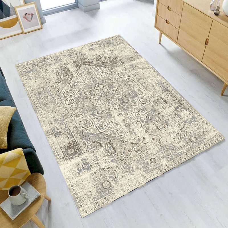 Tapis géométrique beige, Rectangle 8 pi x 10 pi
