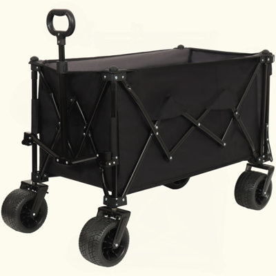 Chariot pliable avec hayon rallongé, chariot de rallonge de chariot extra long, chariot de chariot de plage robuste 480 lb avec de grandes roues tout-terrain