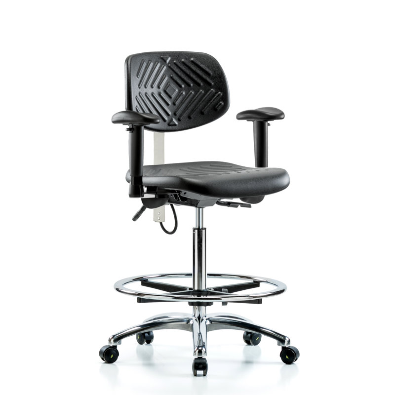 Millicent Drafting Chair, Black, Casters, Not Included