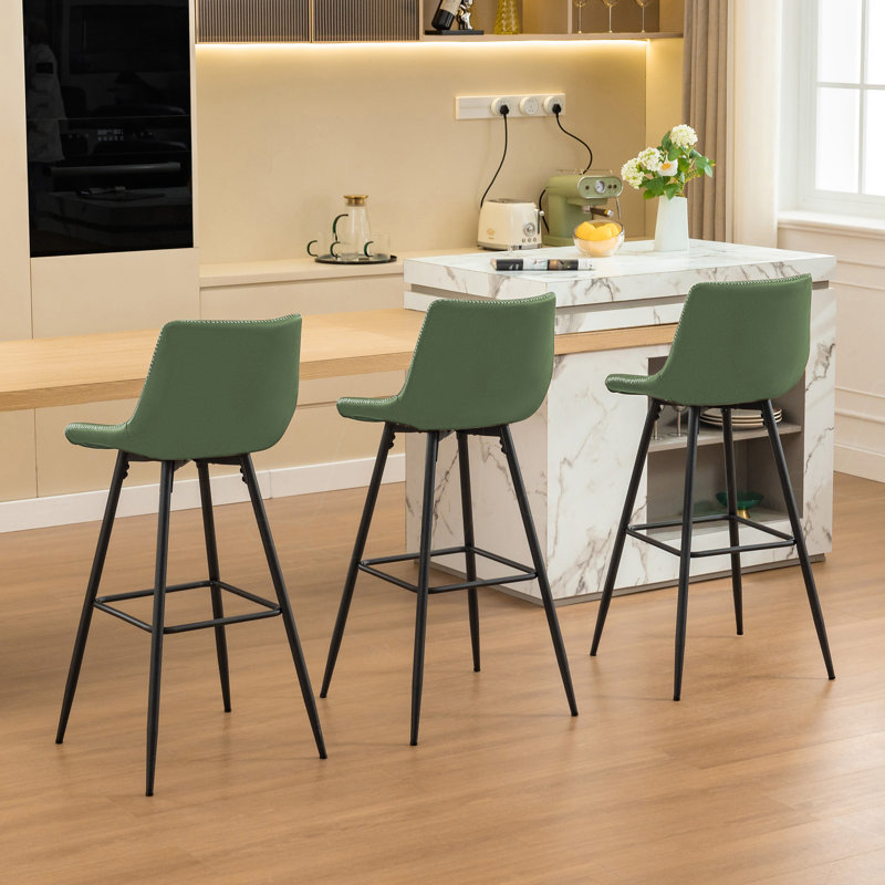 Tabouret de comptoir moderne en similicuir, Tabouret de bar (siège d'une hauteur de 28 po), 3, Vert